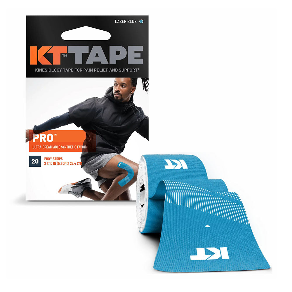 KT Tape Pro Ultra Breathable Fabric Strips for Pain Support, Laser Blue, 20 Ea